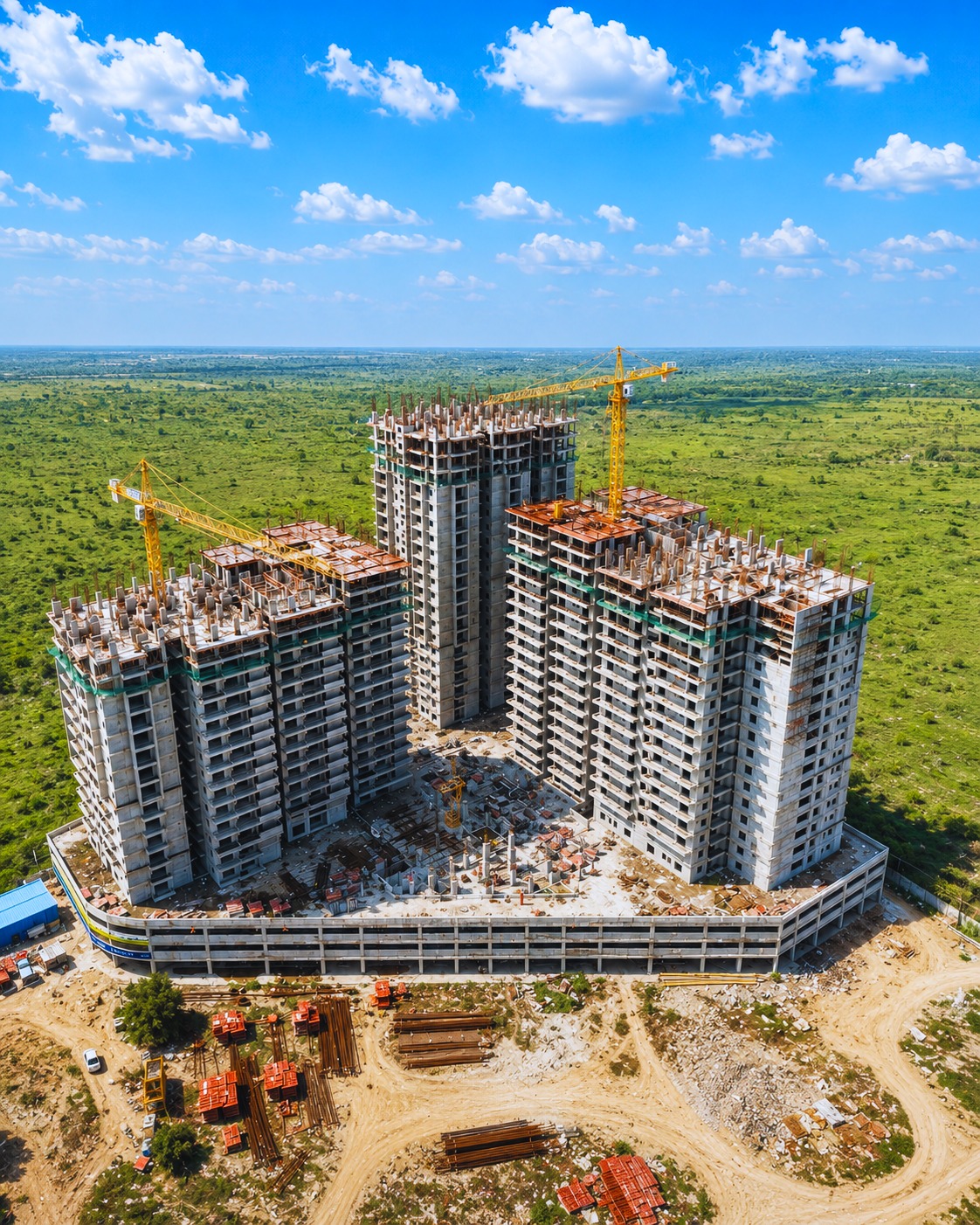 Aerial view of Elegant Nivasa construction site